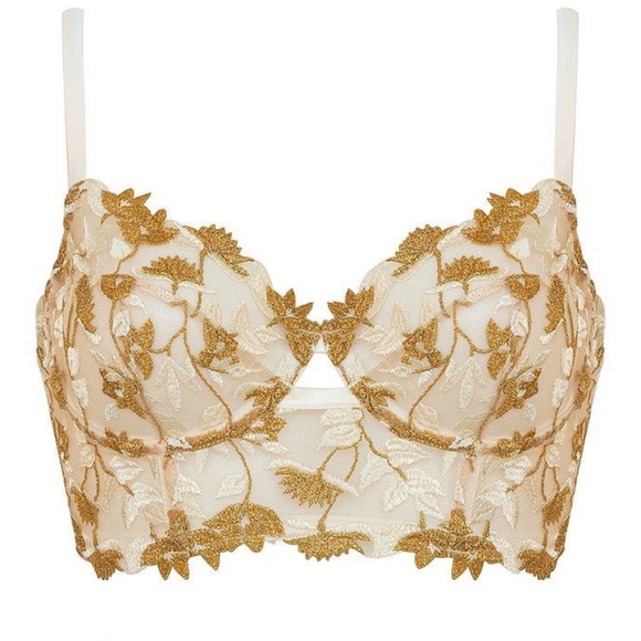 Studio Pia Soraya Longline Bra Ivory & Gold size 4 - Picture 1 of 5